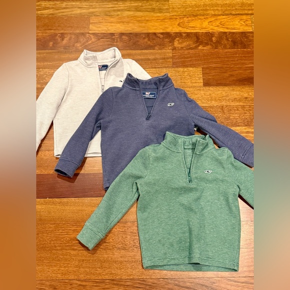Vineyard Vines Boys Navy, Green, and Gray Saltwater Quarter-Zip Pullovers Sz 3T - Picture 2 of 16